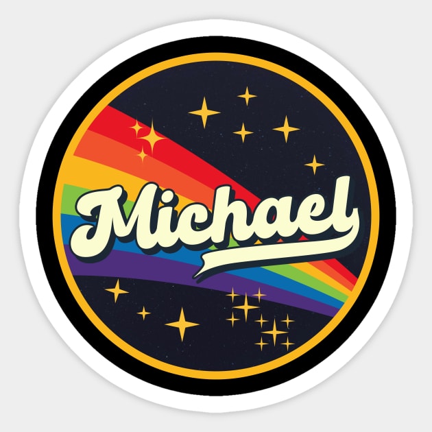 Michael // Rainbow In Space Vintage Style Sticker by LMW Art